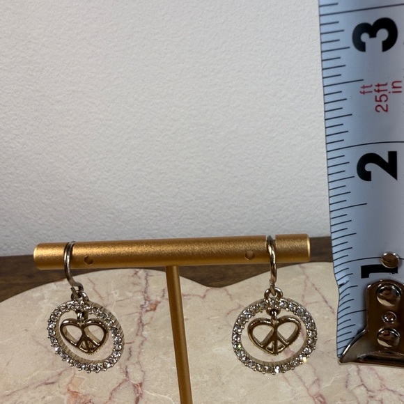 Silver Peace Sign Heart & Brilliants Earrings - Picture 7 of 7